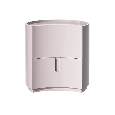 Modern Light Pink Storage Cabinet With Curved Design And Sleek Top Surface 3d model