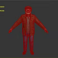 Bearded Man In Cap Green Jacket Gray Shirt Blue Pants Brown Shoes With Arms Outstretched