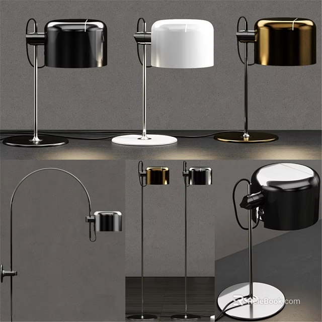 Modern Table Lamps with Black White Gold Designs and Metal Bases 3d model 