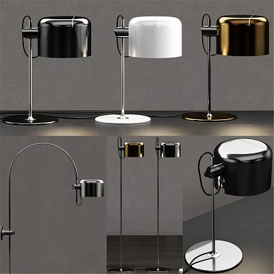 Modern Table Lamps with Black White Gold Designs and Metal Bases 3d model