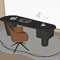 Desk and chair combination desk lamp 3d model