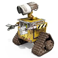 Intelligent Yellow Robot WALL E Featuring Large Eyes Mechanical Arms And Tracks 3d model