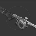Futuristic Silver Assault Rifle With Detailed Metallic Structure And Tactical Grip
