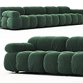 Green Velvet Modular Sofa With Plush Cushions Rounded Arms And Metal Accents