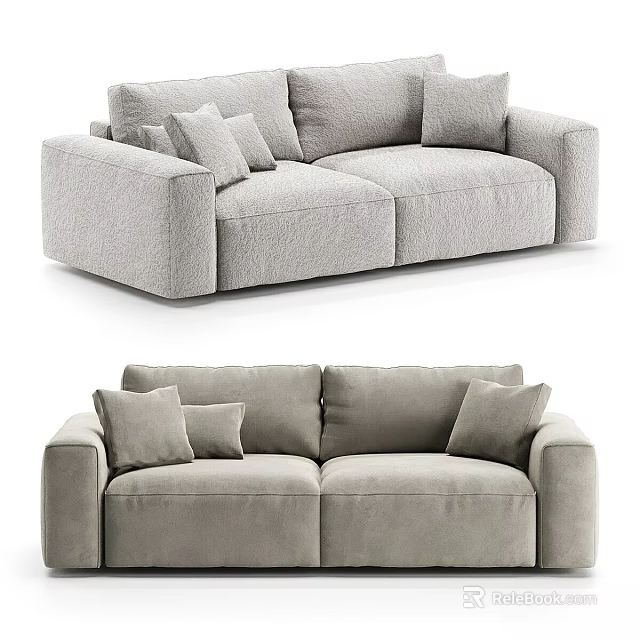 Modern Gray Two Seater Sofa With Comfortable Cushions And Sleek Design 3d model 