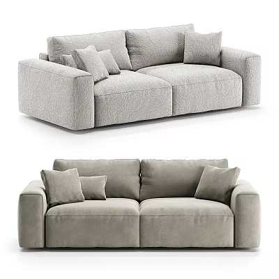 Modern Gray Two Seater Sofa With Comfortable Cushions And Sleek Design 3d model