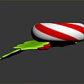 Festive Red and White Candy Cane with Green Holly Leaves and Red Berries