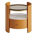 Modern Orange Bedside Table With Glass Top Marble Shelf And Drawer 3d model
