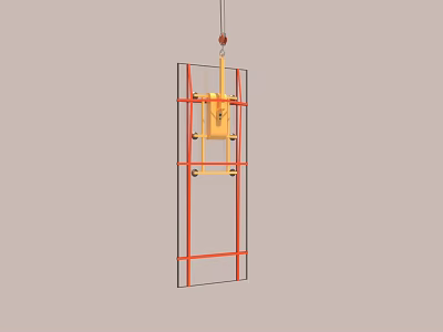 Heavy Duty Industrial Equipment With Red Frame Yellow Components And Suspension Lifting Design 3d model