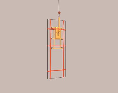 Heavy Duty Industrial Equipment With Red Frame Yellow Components And Suspension Lifting Design 3d model