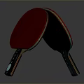 Table Tennis Paddles With Red And Black Rubber Crossed On Gray Background With Reflection