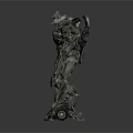 Detailed Mechanical Robot Character 3D Render With Armored Body And Metallic Limbs