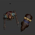 Fantasy Armored Warrior Character With Glowing Weapons And Bear Companion