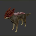 Brown And Red Mythical Creature With Large Ears Spiked Back And Dog Like Body