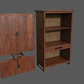 Traditional Wooden Bookcase With Dark Brown Wood Double Door Design And Metal Hardware