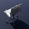 Modern White Leather Upholstered Single Chair With Metal Frame Armrests And Silver Base Wheels