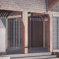 Traditional House 3D Model Featuring Wooden Frame Tile Roof Brick Wall Chimney Porch And Steps