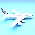 White Air France Passenger Plane With Red Blue Tail Stripes On Blue Background