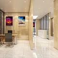 Modern Bank Lobby Interior With Purple Sofas Wooden Furniture And Service Counter