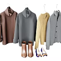 Stylish Clothes With Turtleneck Sweaters Knit Tops Button Down Shirts Brown Boots And Blue Shoes