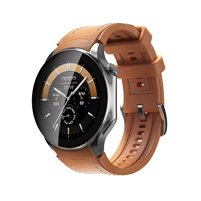 OPPO Smartwatch With Brown Strap Black Dial And Functional Fitness 3d model