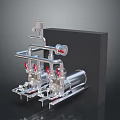 Industrial Mechanical Equipment With Metal Pipes Valves And Control Components
