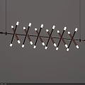 Modern Copper Metal Linear Cross Structure Chandelier With Bright Ceiling Lights 3d model