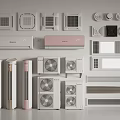 Various Types of Home Air Conditioners and Fans in Different Styles and Colors