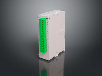 Computer Interface Module With White Casing Green Connectors And Multiple Ports For PC Systems 3d model