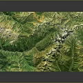 Detailed Mountainous Terrain Model With Green Vegetation And Layered Structure