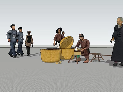 Chinese multiplayer ancient crowd 3d model Chinese multiplayer ancient crowd 3d model