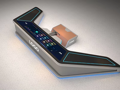 Modern Industrial Equipment Control Panel Featuring Display Screen Buttons And Brand Logo 3d model