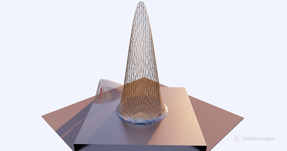 Modern Geometric Conical Mesh Structure With Square Base And Smaller Design Elements 3d model 