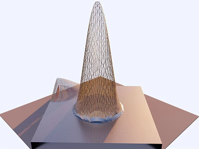 Modern Geometric Conical Mesh Structure With Square Base And Smaller Design Elements 3d model