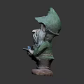 Fantasy Game Movie Character Gnome With Green Hat White Beard Holding Blue Bird Red Shoes