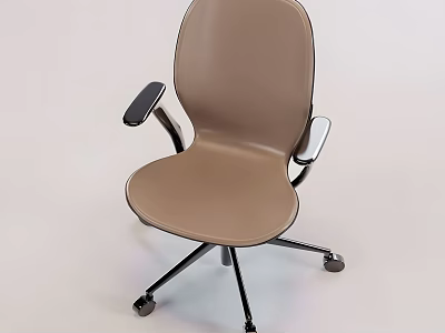 Modern Beige Office Chair With Padded Arms And Swivel Rolling Base Wheels 3d model
