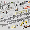 Various Types Of Safety Barriers Including Metal Yellow Striped And Traffic Cones Roadblocks