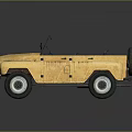 Vintage Yellow Open Top Military Vehicle with Rugged Off Road Exterior Design
