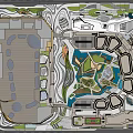 Plaza Landscape Design Featuring Green Spaces Pathways Water Features And Buildings