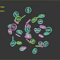 Dynamic 3D Sculpture Carving of Scattered Gold Coins in Rotating Motion Design