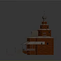 Russian Traditional Church Building With Red Brick Walls Multiple Domes Crosses And Wooden Steps