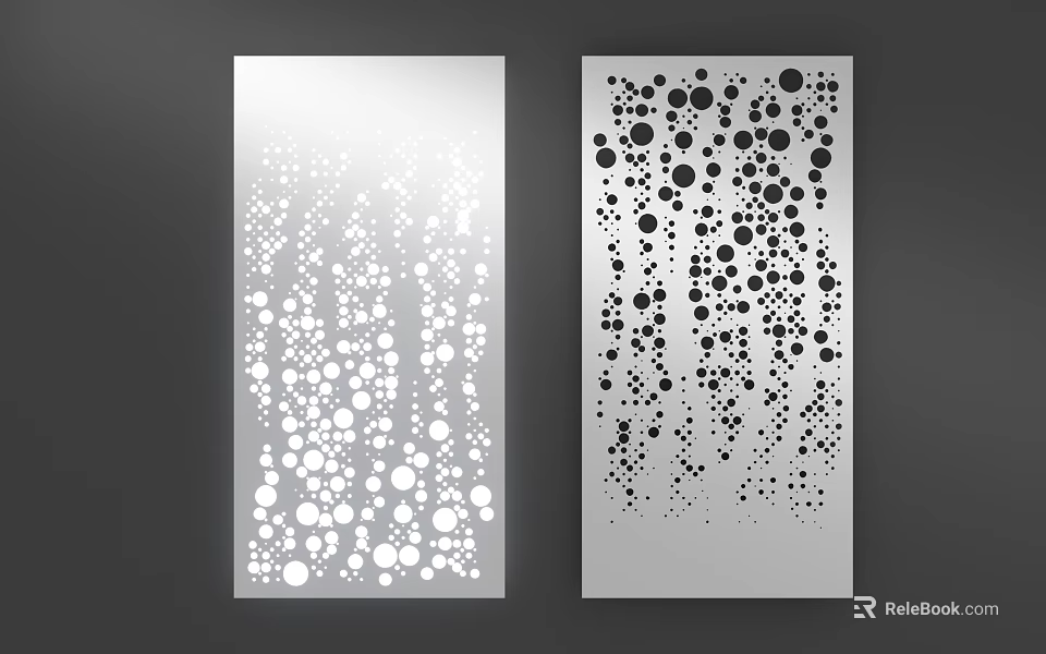 Elegant Modern Iron Art Decorative Panels With Gradient Dot Patterns 3d model 