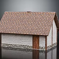 Small House Model With Brown Tiled Roof White Walls And Wooden Door