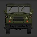 Military Green Off Road Vehicle With Canvas Top And Classic Design Features