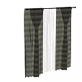 Elegant Black and Beige Curtains With Sheer White Liner and Tied Back Design