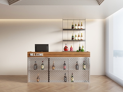 Industrial wind bar front desk cashier restaurant bar mini bar 3d model