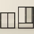 Small And Large Sliding Doors With Black Frames And Glass Panels 3d model