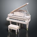 White Grand Piano With Matching Stool For Musical Performances And Practice