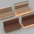 Modern Booth Sofas with Brown Beige Upholstery Wooden Frame and LED Lighting 3d model