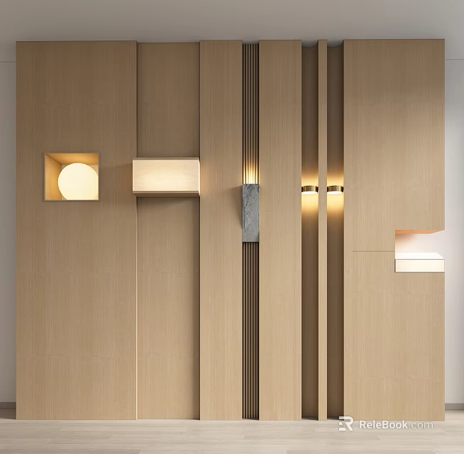 Modern Sleek Wall Lamps On Wooden Wall With Minimalist Design And Warm Lighting 3d model 